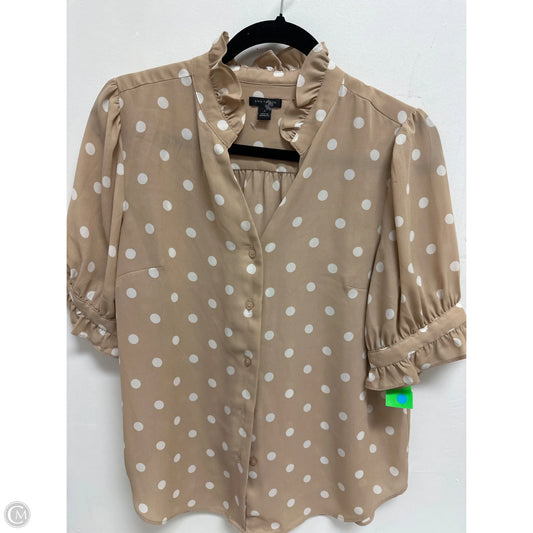 Blouse Short Sleeve By Ann Taylor In Cream & White, Size: S