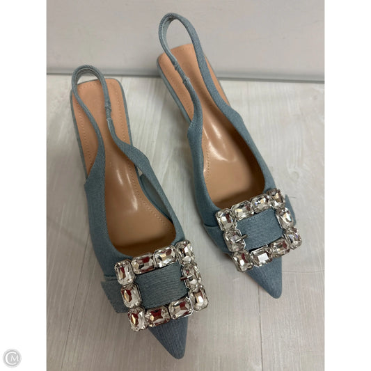 Sandals Heels Kitten By Wild Diva In Blue, Size: 8