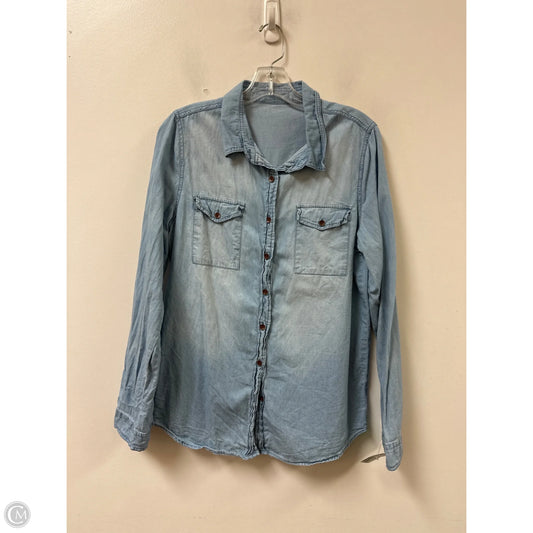 Blouse Long Sleeve By Clothes Mentor In Blue, Size: M