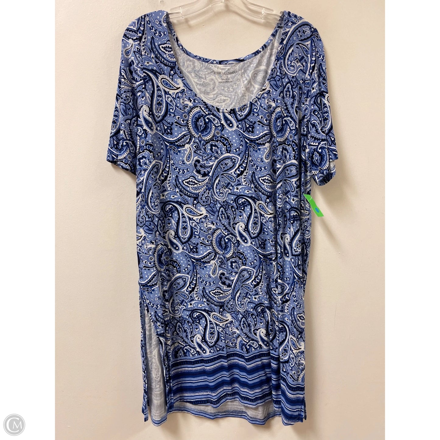 Dress Casual Short By Jessica London In Blue & White, Size: Xl