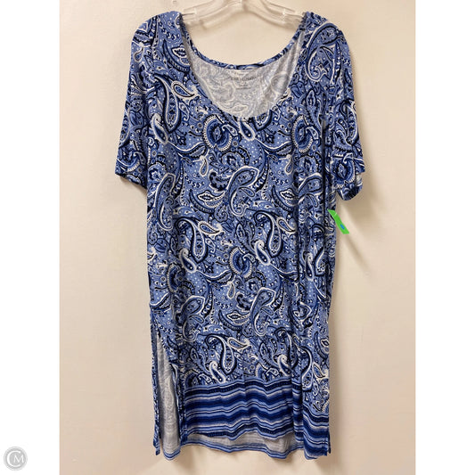 Dress Casual Short By Jessica London In Blue & White, Size: Xl