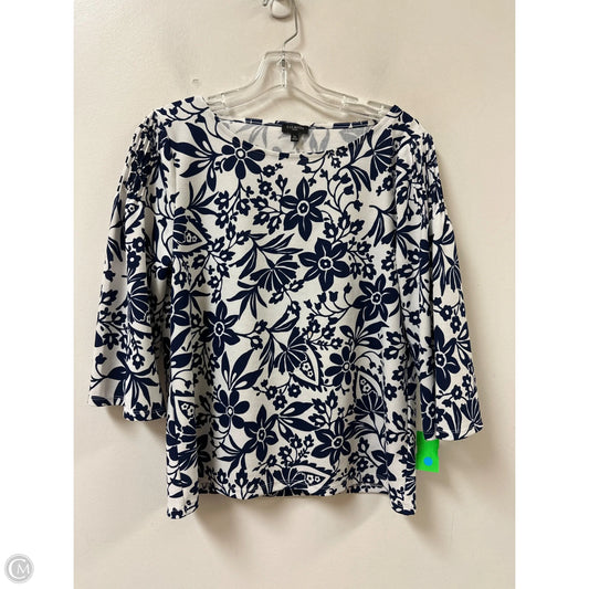 Top Long Sleeve By Talbots In Blue & White, Size: Lp