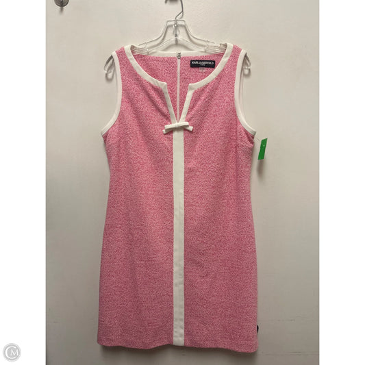 Dress Designer By Karl Lagerfeld In Pink & White, Size: L