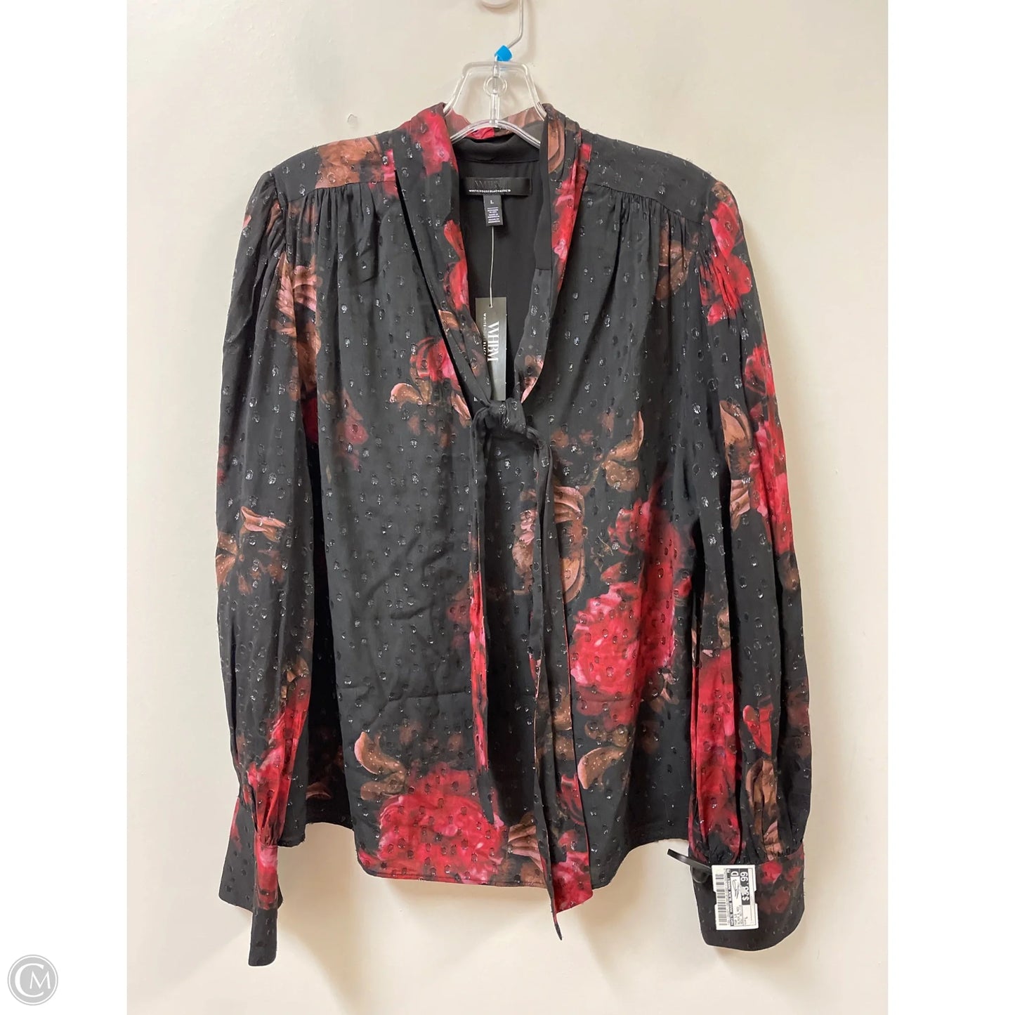 Top Long Sleeve By White House Black Market In Black & Red, Size: L