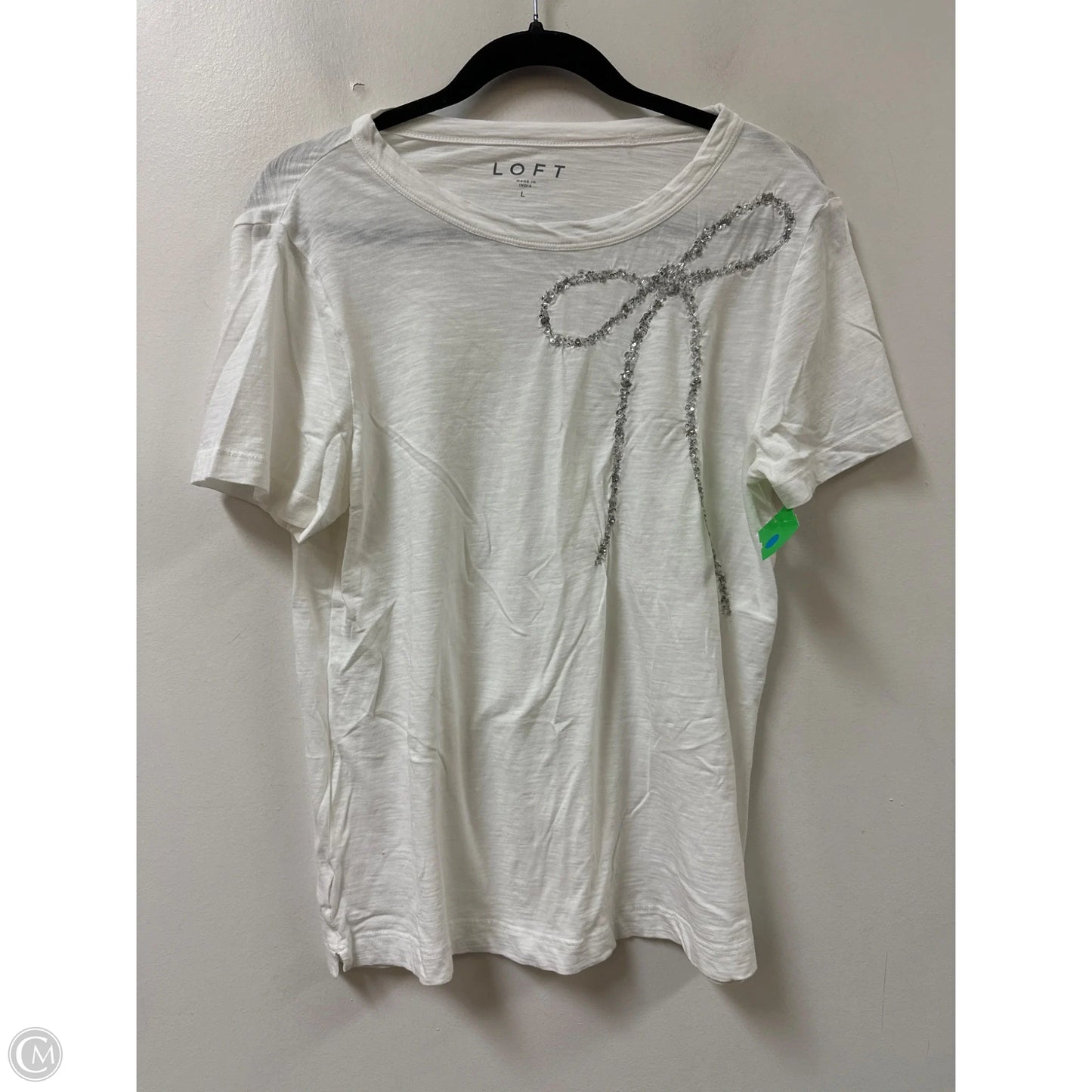 Top Short Sleeve By Loft In White, Size: L