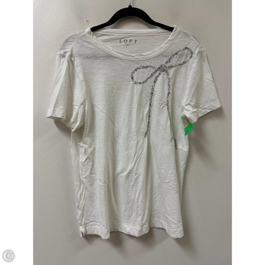 Top Short Sleeve By Loft In White, Size: L