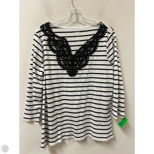 Top Long Sleeve By Croft And Barrow In Black & White, Size: Xl