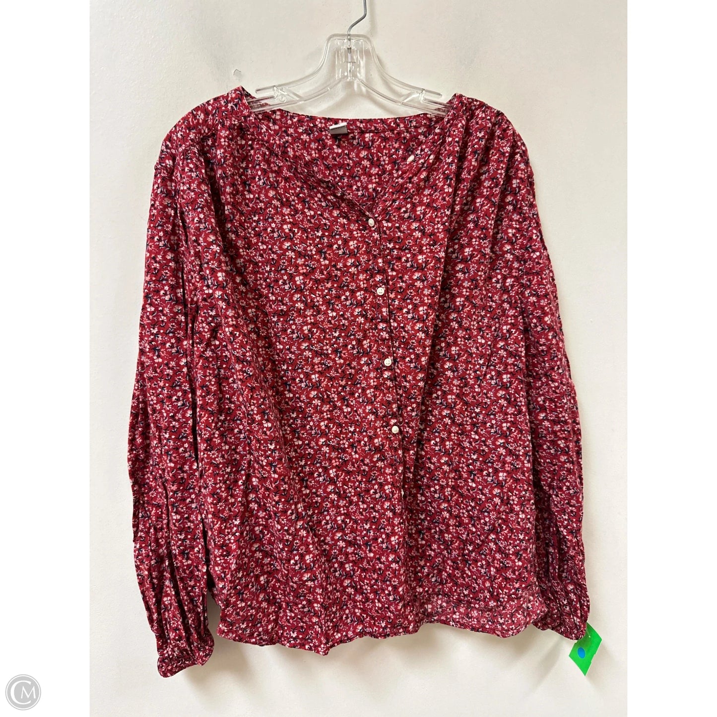 Blouse Long Sleeve By Old Navy In Red, Size: Xl