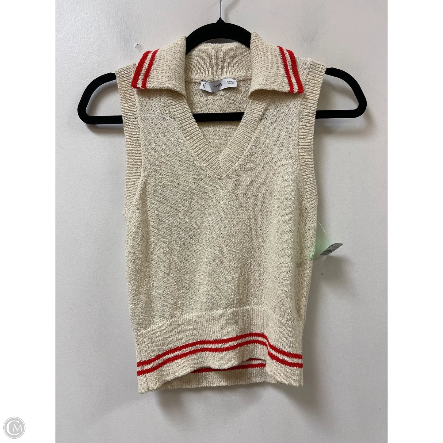 Sweater Short Sleeve By Mng In Cream & Red, Size: S