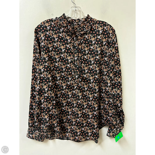 Top Long Sleeve By Ann Taylor In Black & Red, Size: L