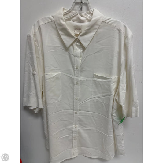 Blouse Short Sleeve By Chicos In Cream, Size: 1x