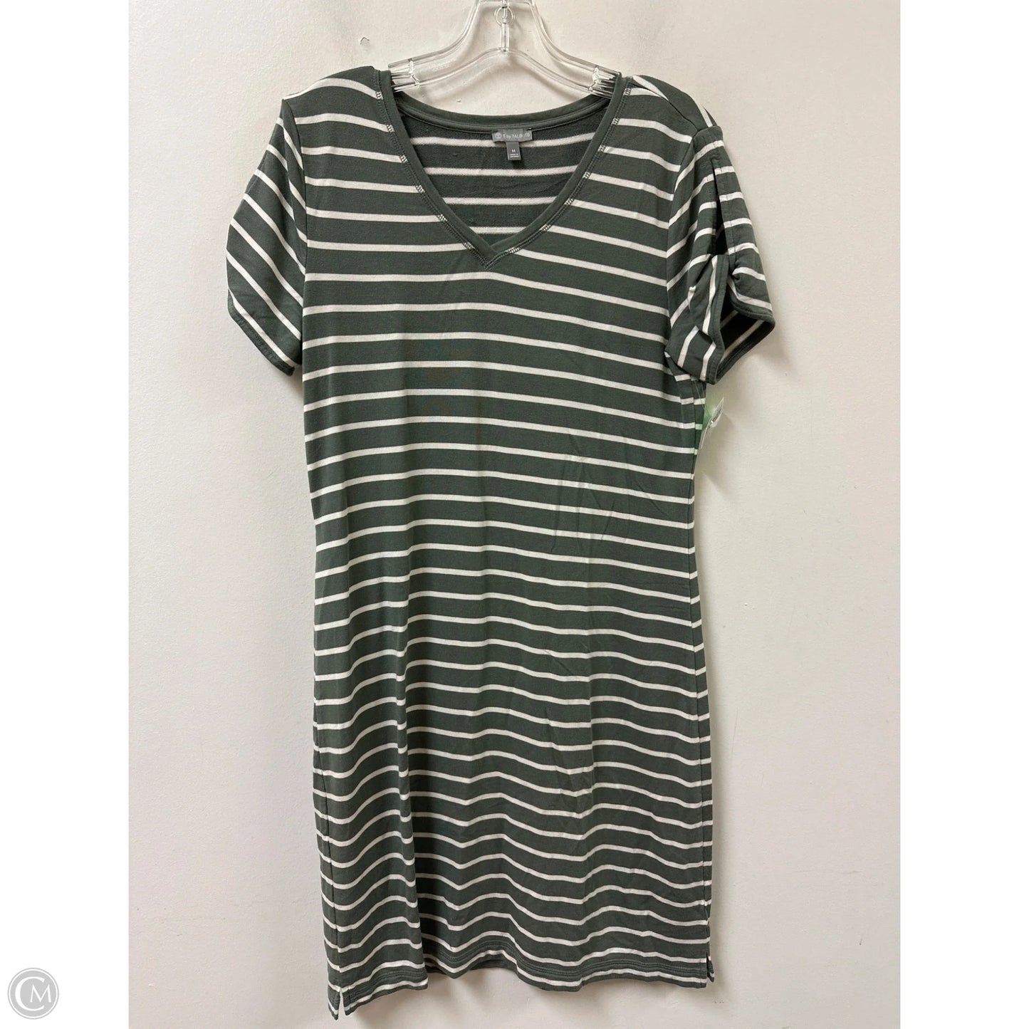 Dress Casual Midi By Talbots In Green & White, Size: M
