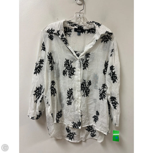 Blouse Long Sleeve By Agb In Black & White, Size: L