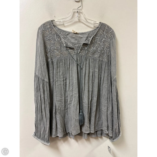 Top Long Sleeve By Nicole By Nicole Miller In Grey, Size: L