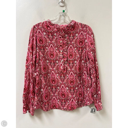 Top Long Sleeve By Talbots In Pink & White, Size: Lp