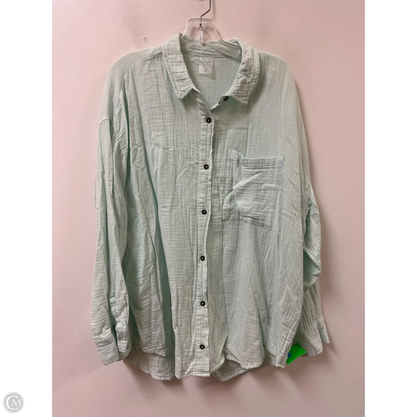 Blouse Long Sleeve By Calia In Green, Size: Xl