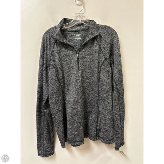 Athletic Top Long Sleeve Collar By Tek Gear In Black & Grey, Size: Xl