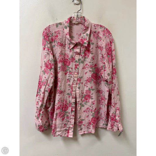 Blouse Long Sleeve By Lucky Brand In Pink, Size: Xl