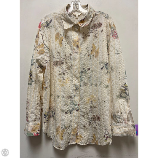 Blouse Long Sleeve By Adiva In Multi-colored, Size: Xl