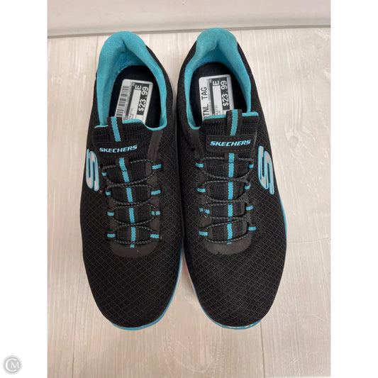 Shoes Athletic By Skechers In Black & Blue, Size: 7.5