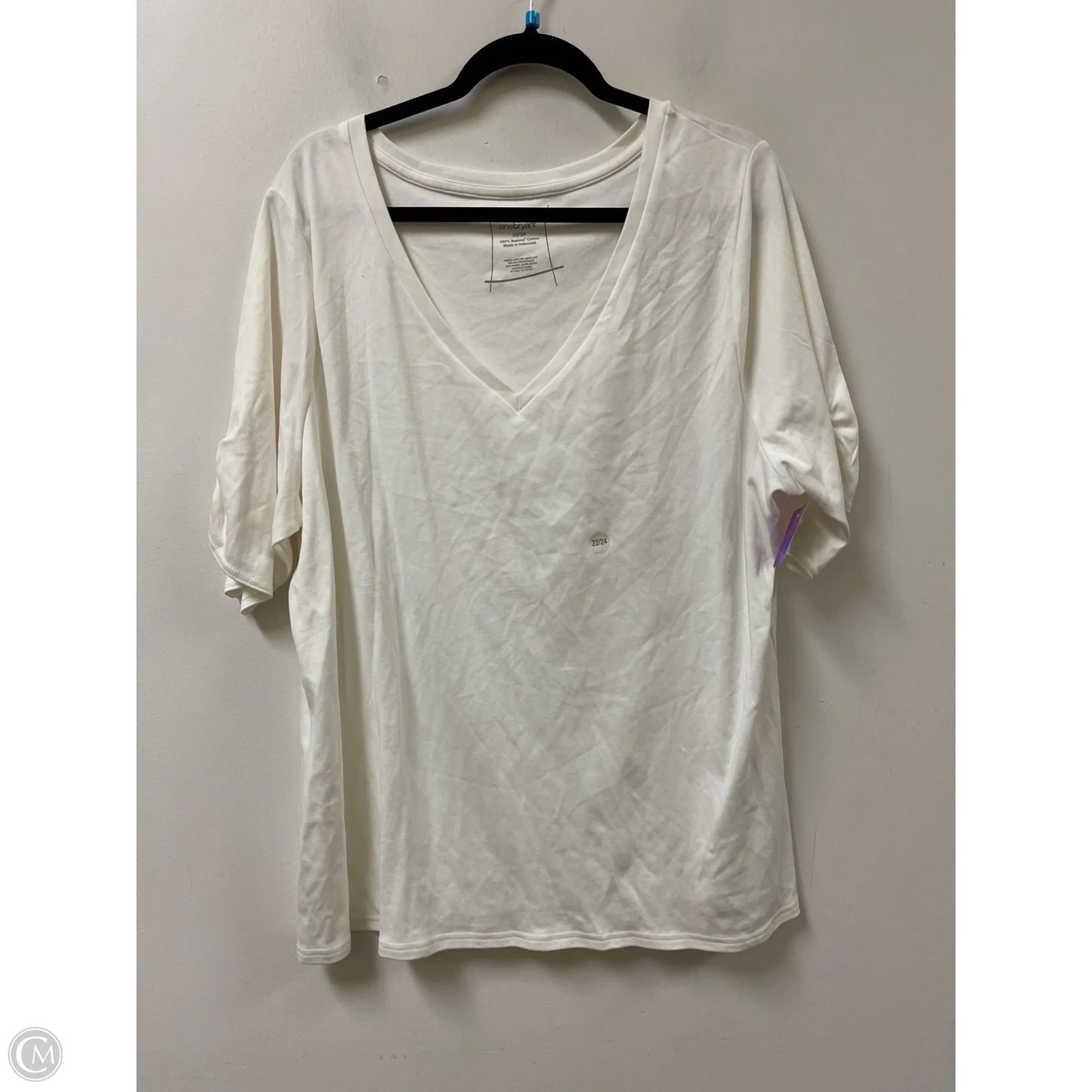 Top Short Sleeve By Lane Bryant In White, Size: 3x