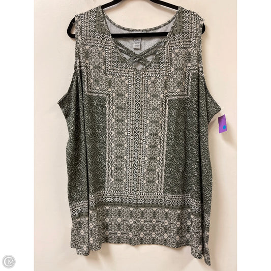 Top Sleeveless By Catherines In Green & White, Size: 4x