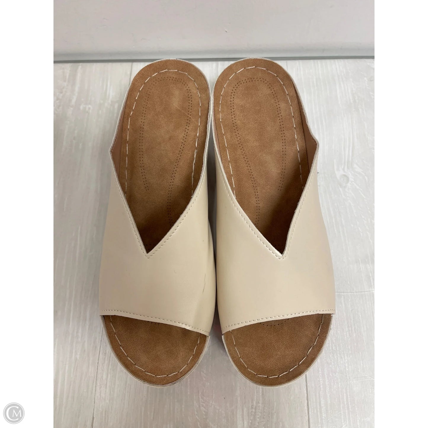 Sandals Heels Block By Clothes Mentor In White, Size: 11.5