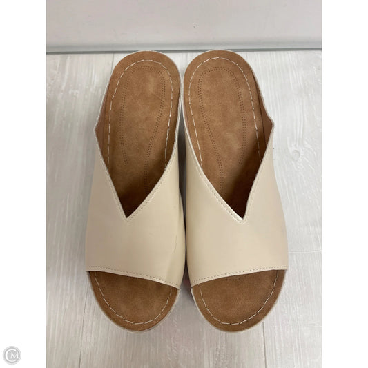 Sandals Heels Block By Clothes Mentor In White, Size: 11.5
