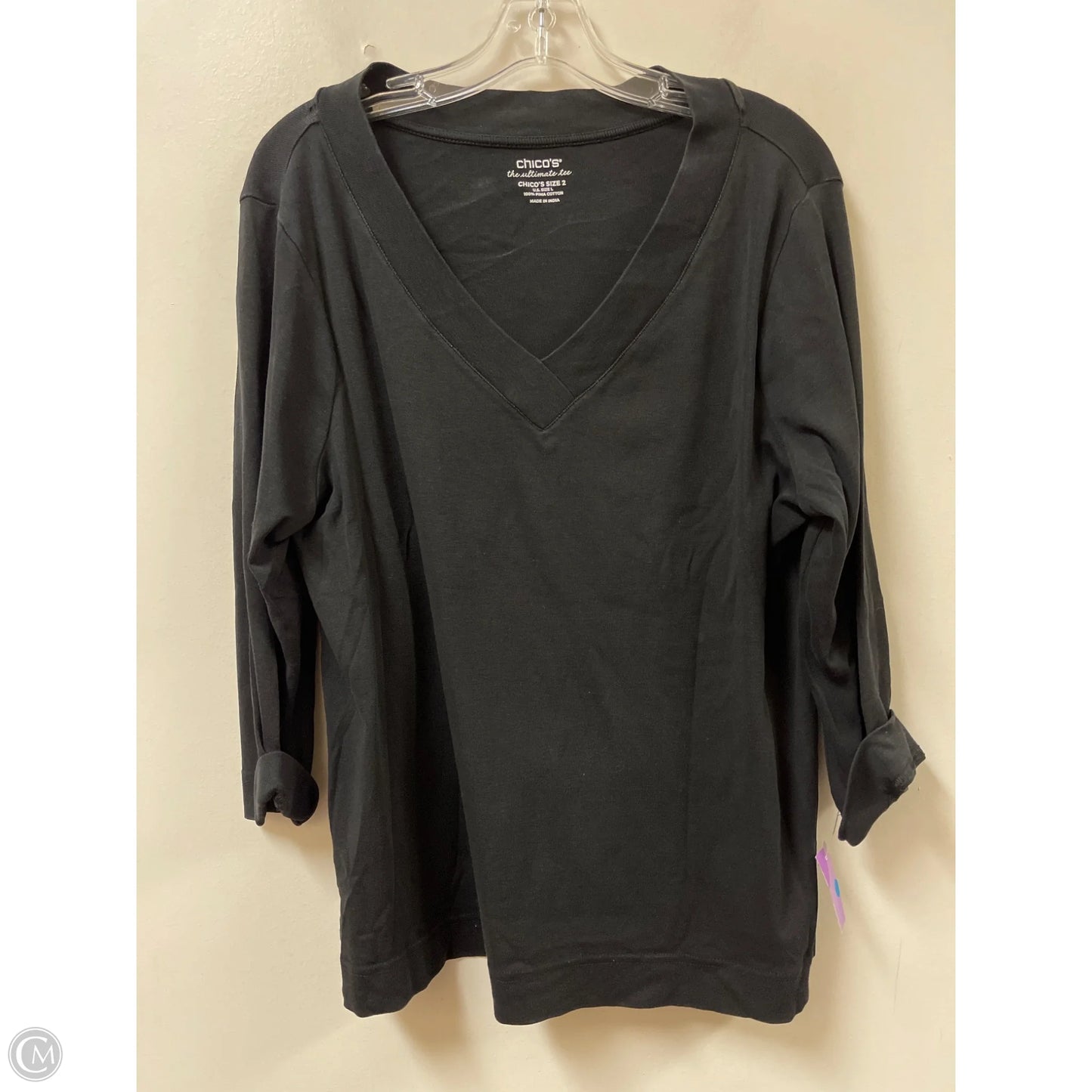 Top Long Sleeve By Chicos In Black, Size: L
