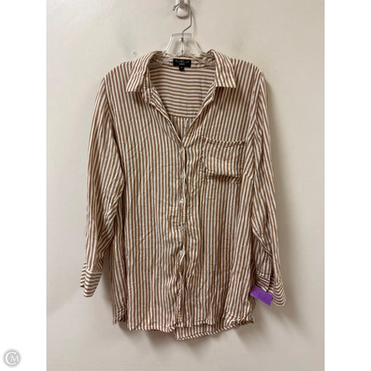 Blouse Long Sleeve By Velvet Heart In Brown & White, Size: 1x