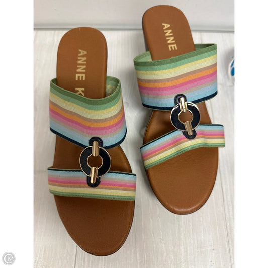 Sandals Heels Wedge By Anne Klein In Striped Pattern, Size: 8