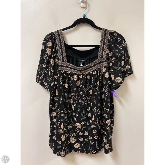 Top Short Sleeve By Lucky Brand In Black & Cream, Size: L