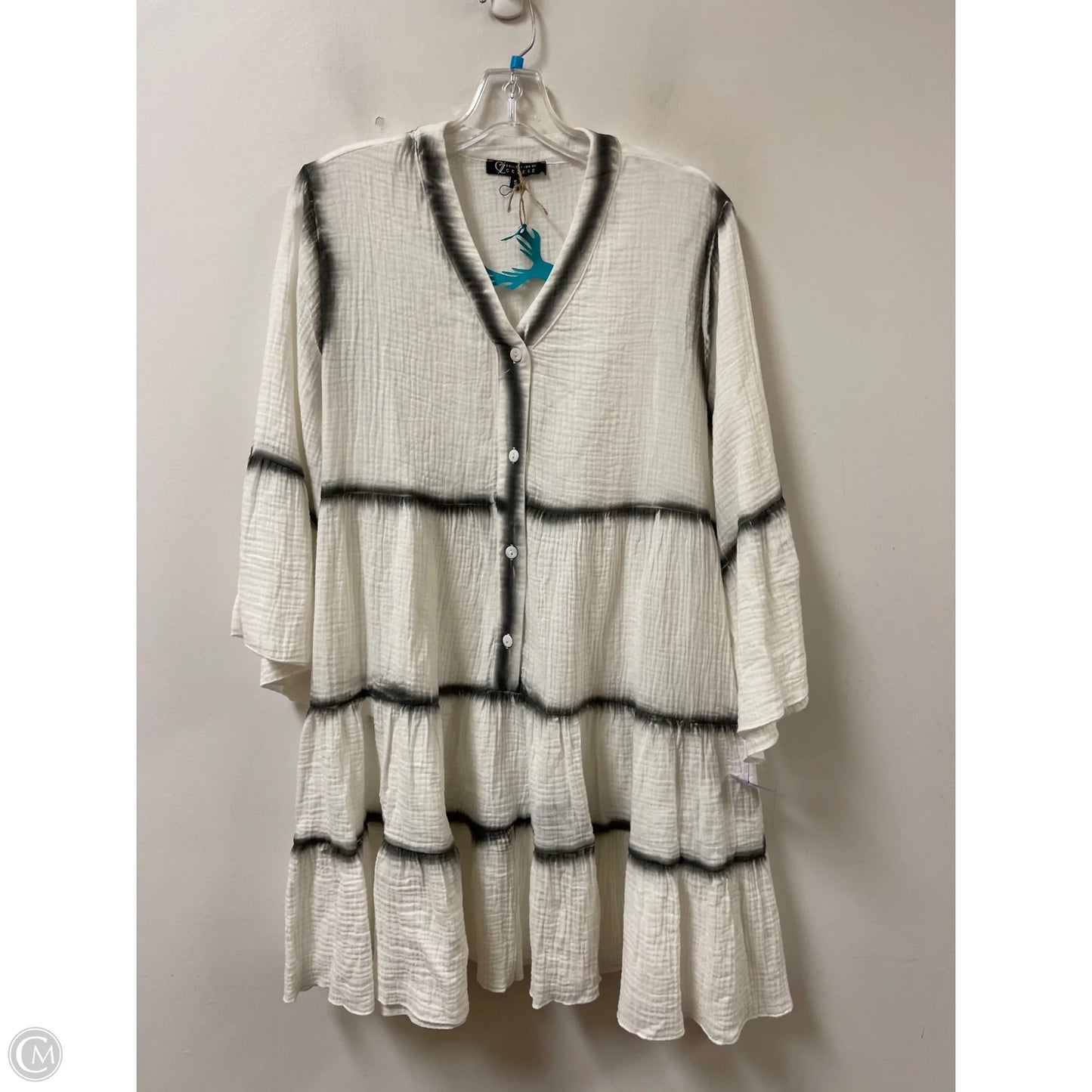 Dress Casual Midi By Clothes Mentor In Grey & White, Size: S