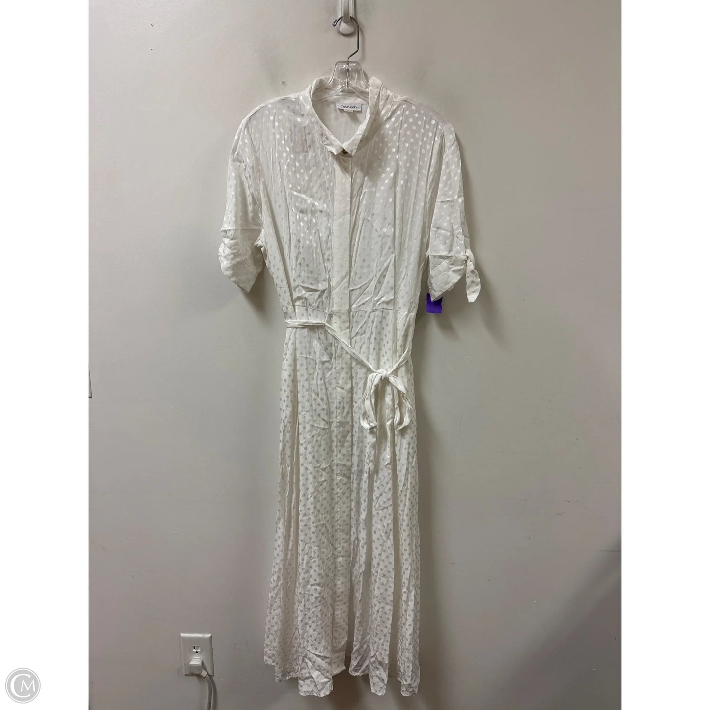 Dress Casual Midi By Calvin Klein In White, Size: Xl