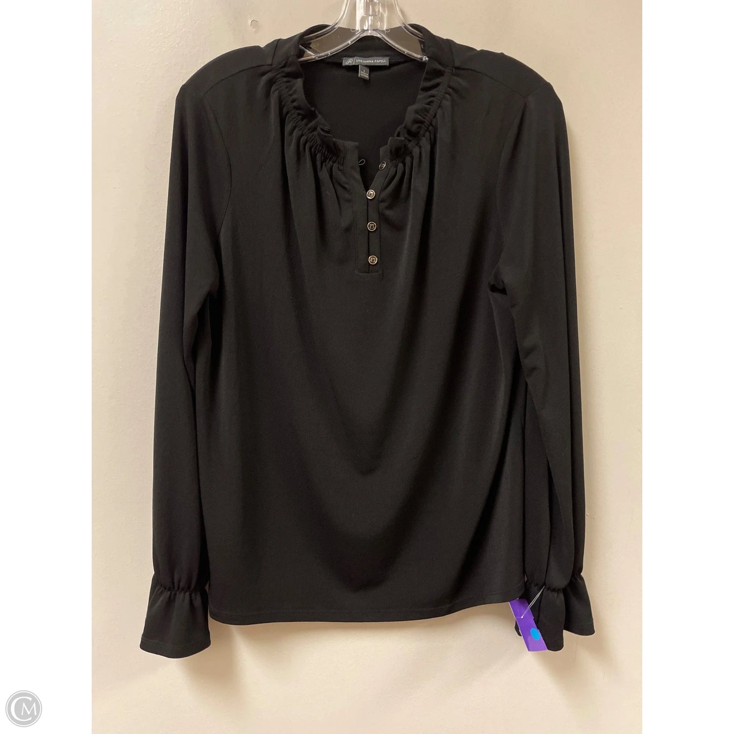 Top Long Sleeve By Adrianna Papell In Black, Size: L