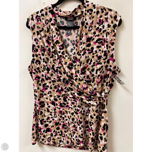 Top Sleeveless By Dkny In Cream & Pink, Size: Xl