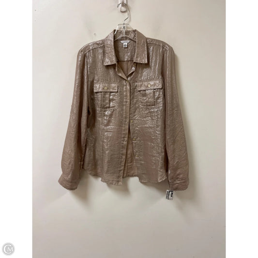 Blouse Long Sleeve By Calvin Klein In Brown, Size: M