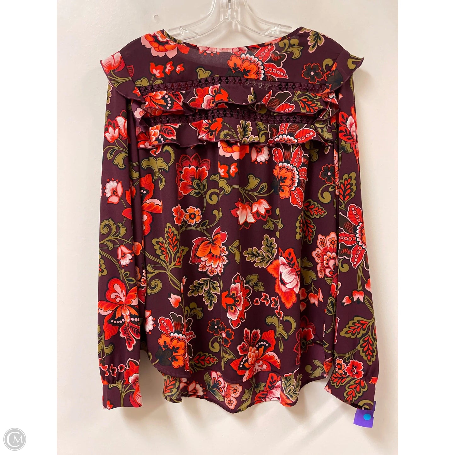 Top Long Sleeve By Loft In Purple & Red, Size: M