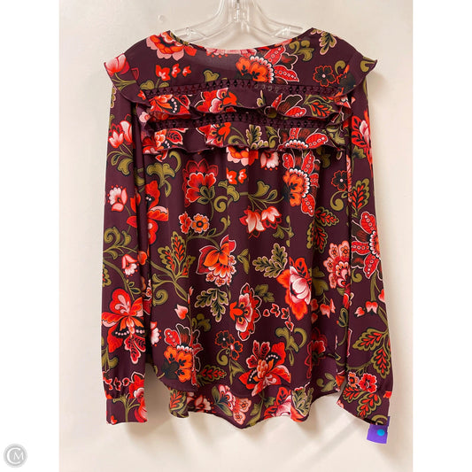 Top Long Sleeve By Loft In Purple & Red, Size: M