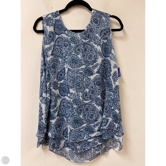 Top Sleeveless By Clothes Mentor In Blue & White, Size: L