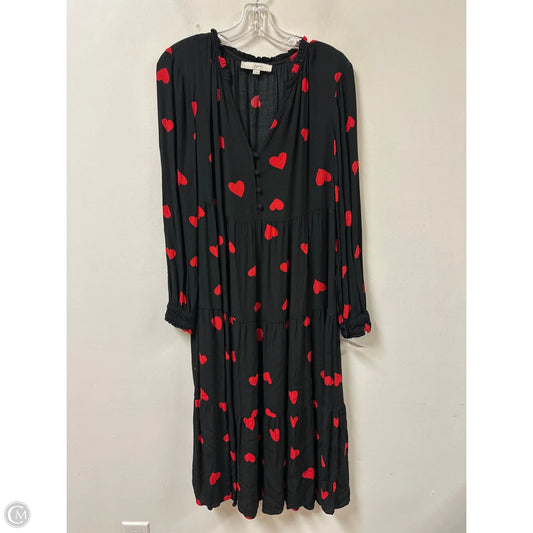 Dress Casual Midi By Loft In Black & Red, Size: M