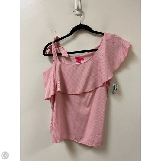 Top Short Sleeve By Sunny Leigh In Pink & White, Size: M