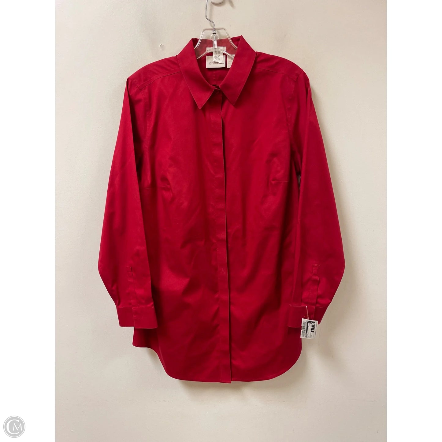 Blouse Long Sleeve By Chicos In Red, Size: M