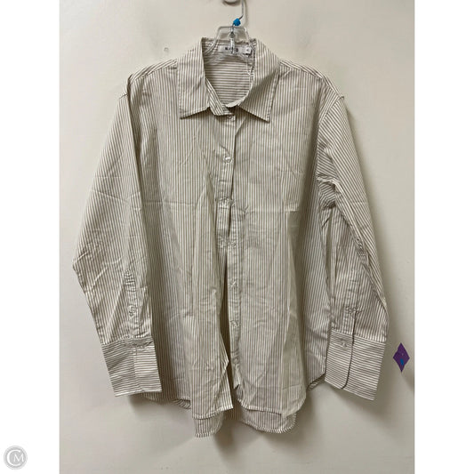 Blouse Long Sleeve By Clothes Mentor In Brown & White, Size: L