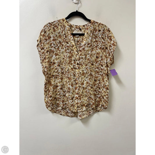 Top Short Sleeve By Treasure And Bond In Brown & Yellow, Size: S