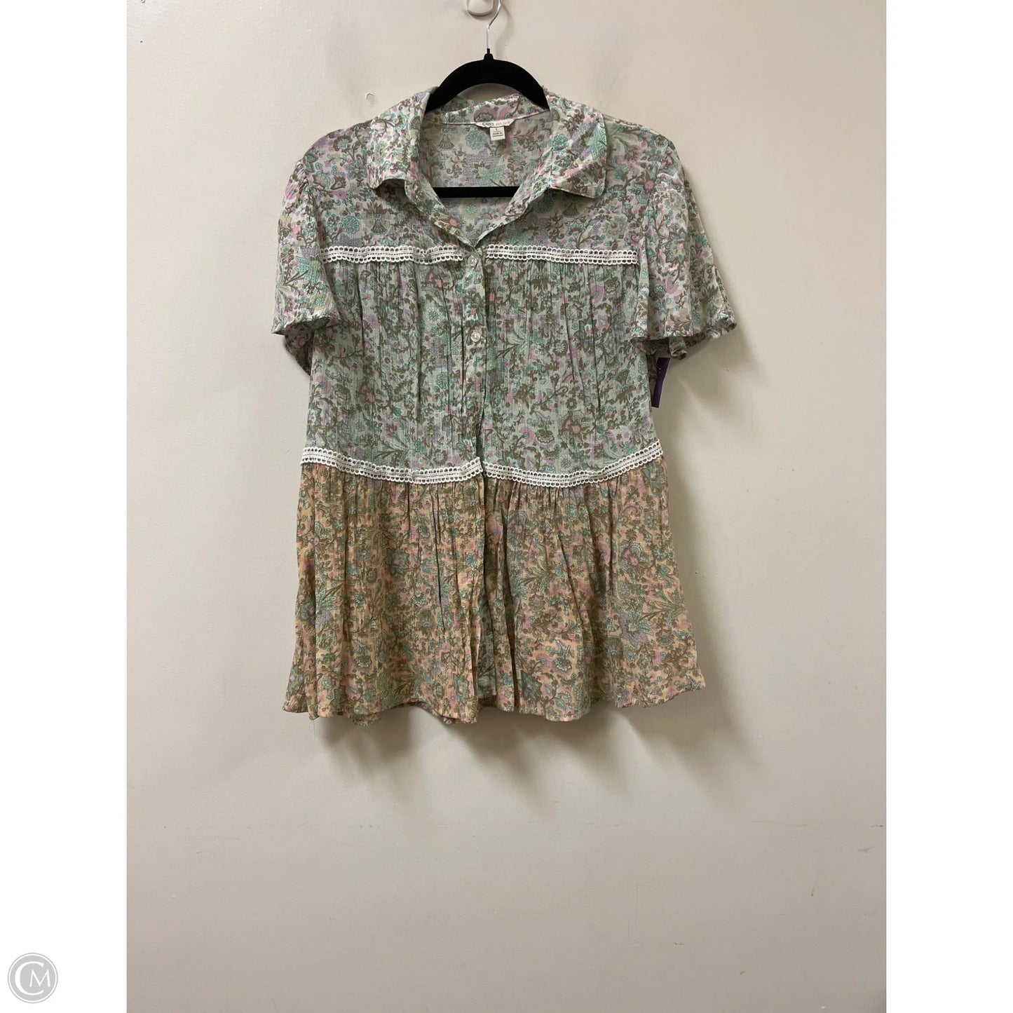 Blouse Short Sleeve By Cato In Floral Print, Size: L