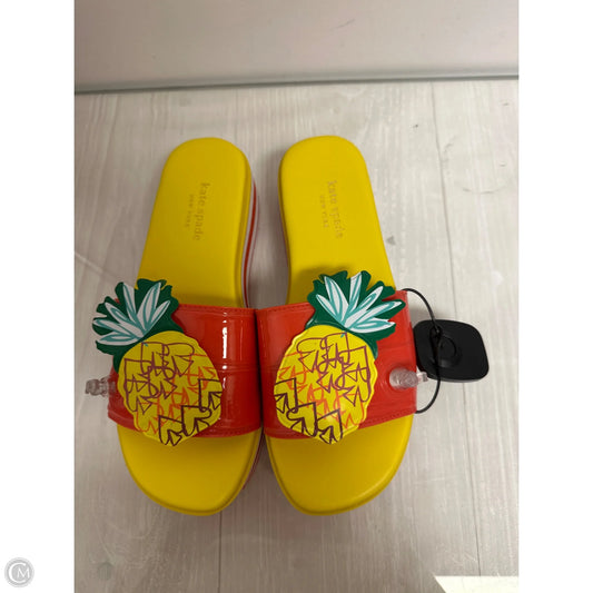 Sandals Designer By Kate Spade In Orange & Yellow, Size: 7