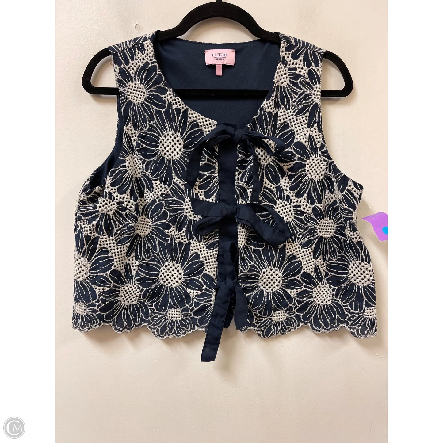 Top Sleeveless By Entro In Blue & White, Size: M