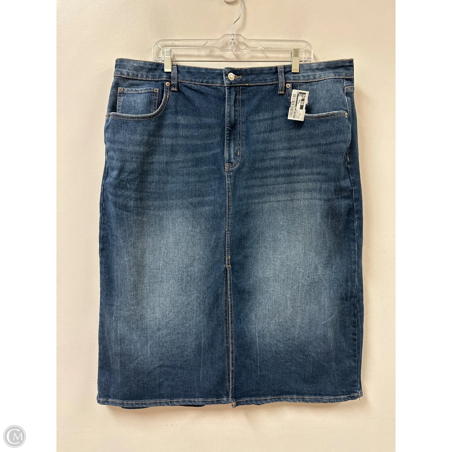 Skirt Midi By Time And Tru In Blue Denim, Size: 20