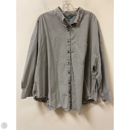 Blouse Long Sleeve By Terra & Sky In Grey & White, Size: 2x